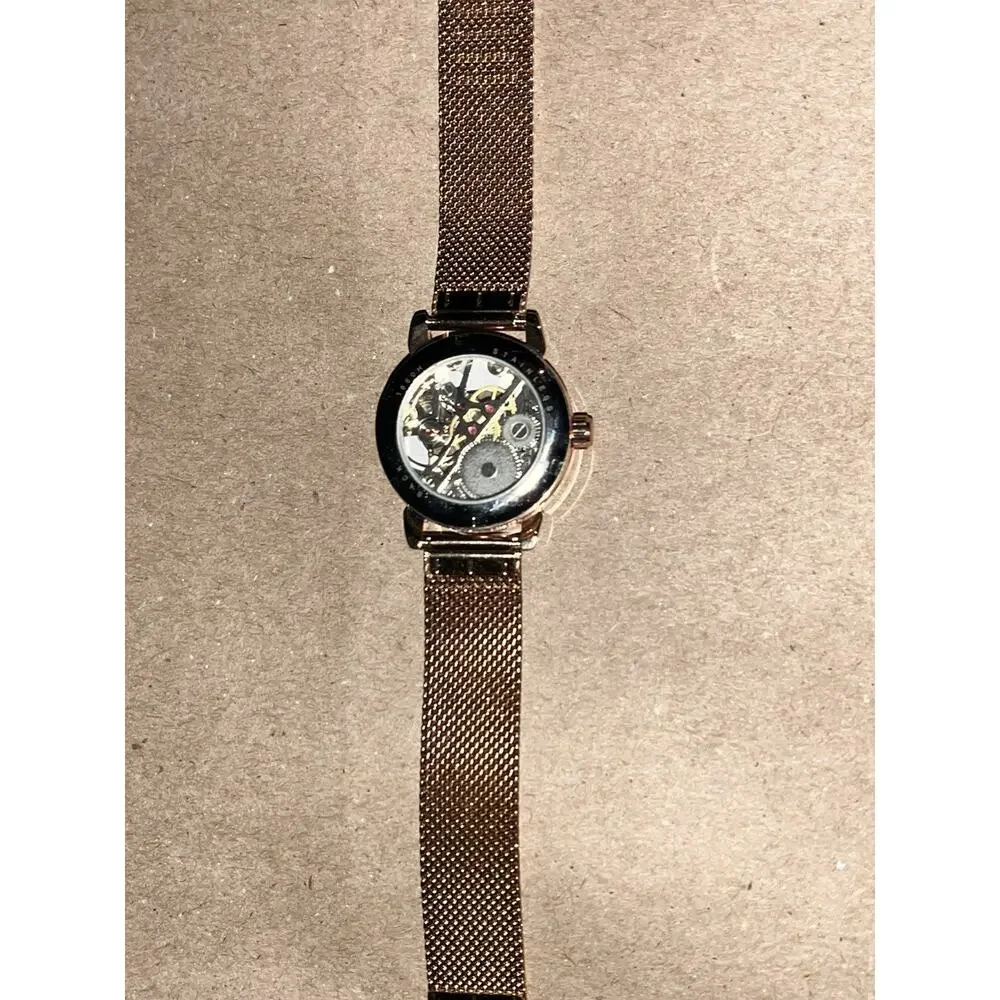 Forsining Women's Rose Gold Automatic Mechanical Skeleton Transparent Watch